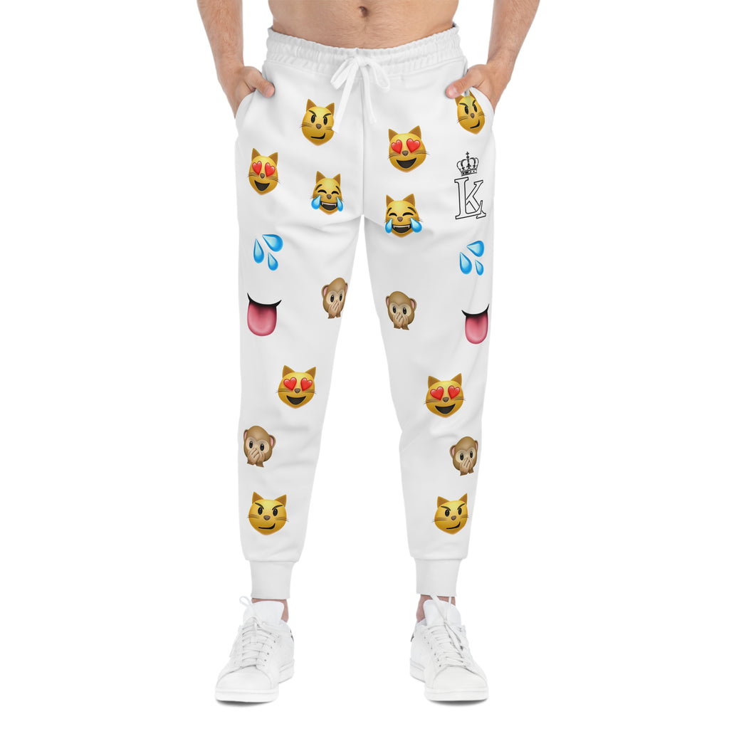 Emoji Face Column WHITE Joggers | Athletic Joggers