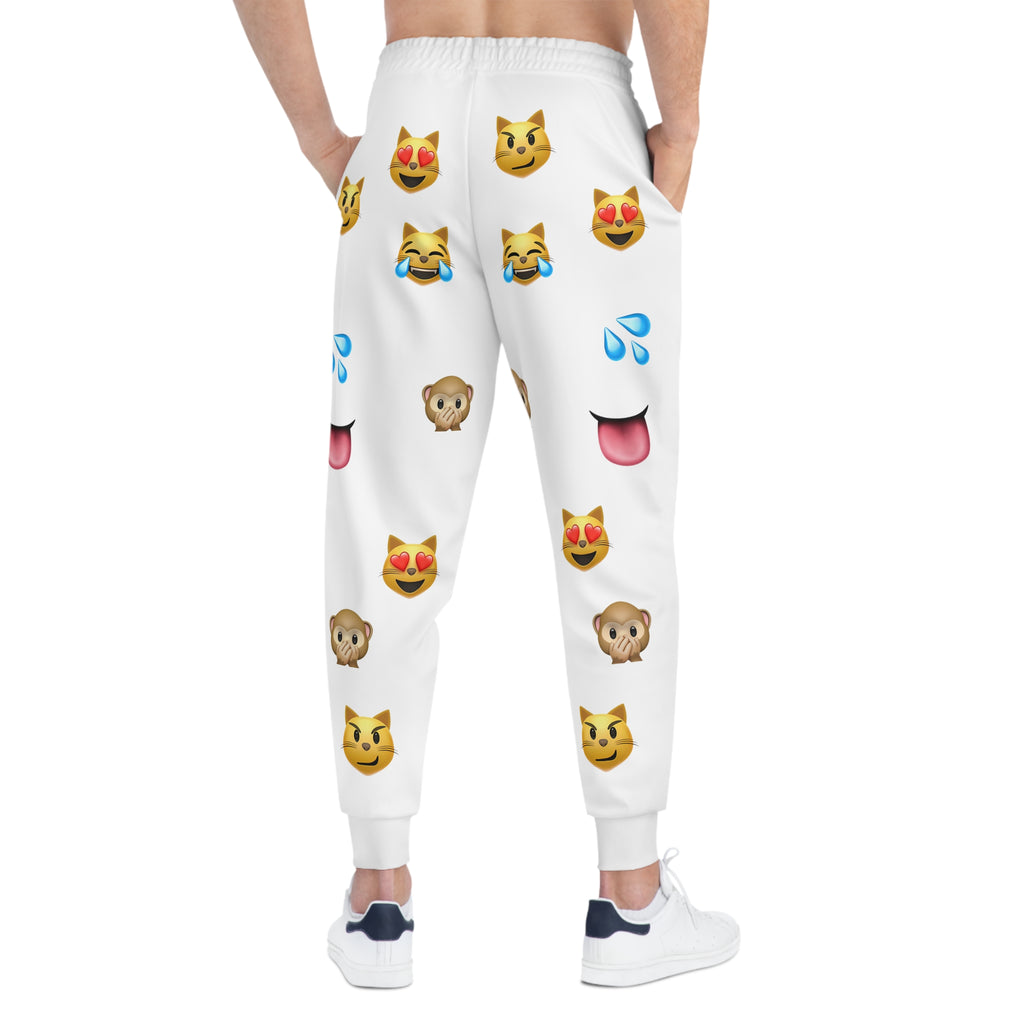Emoji Face Column WHITE Joggers | Athletic Joggers