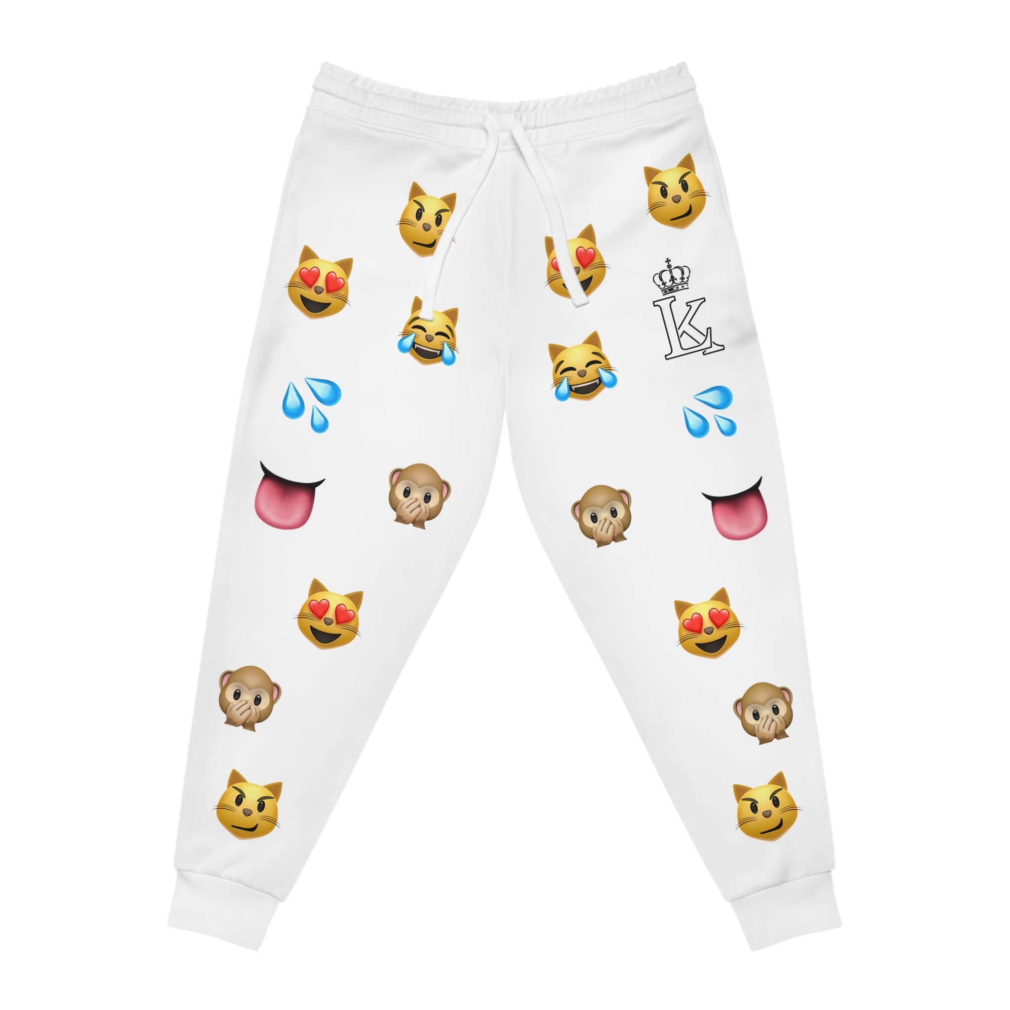 Emoji Face Column WHITE Joggers | Athletic Joggers